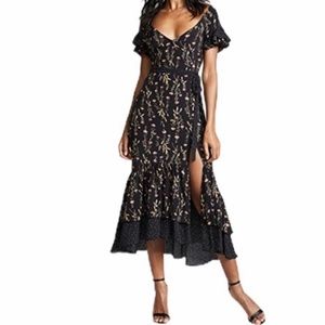 Black Floral Midi Dress